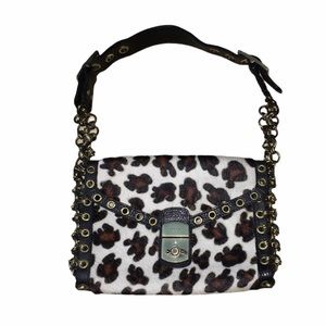 Rafe Ponyhair Grommet Embellished Shoulder Bag